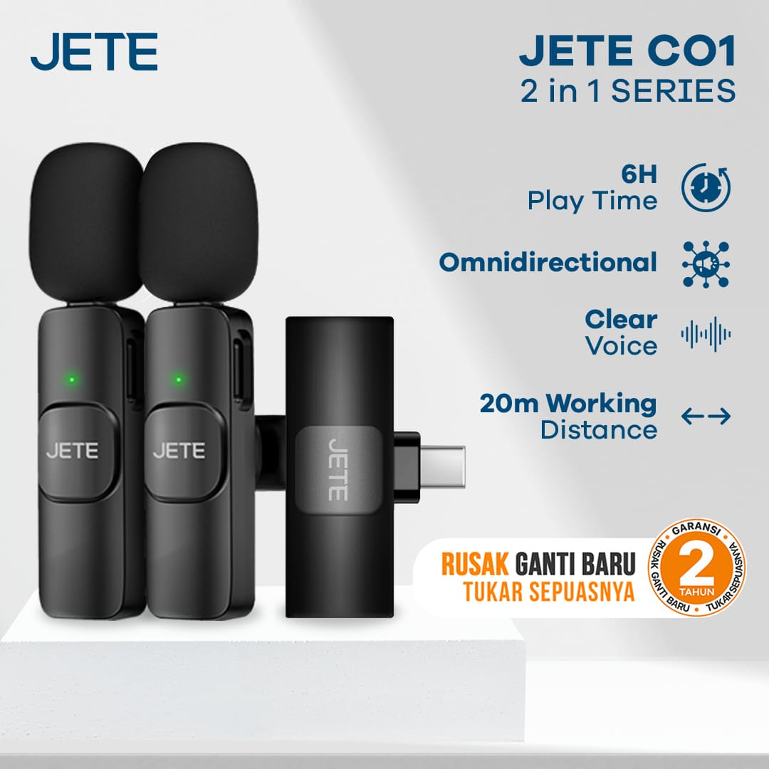 Jual JETE CO1 Series Mic Clip On Wireless 2 in 1 JETE.id